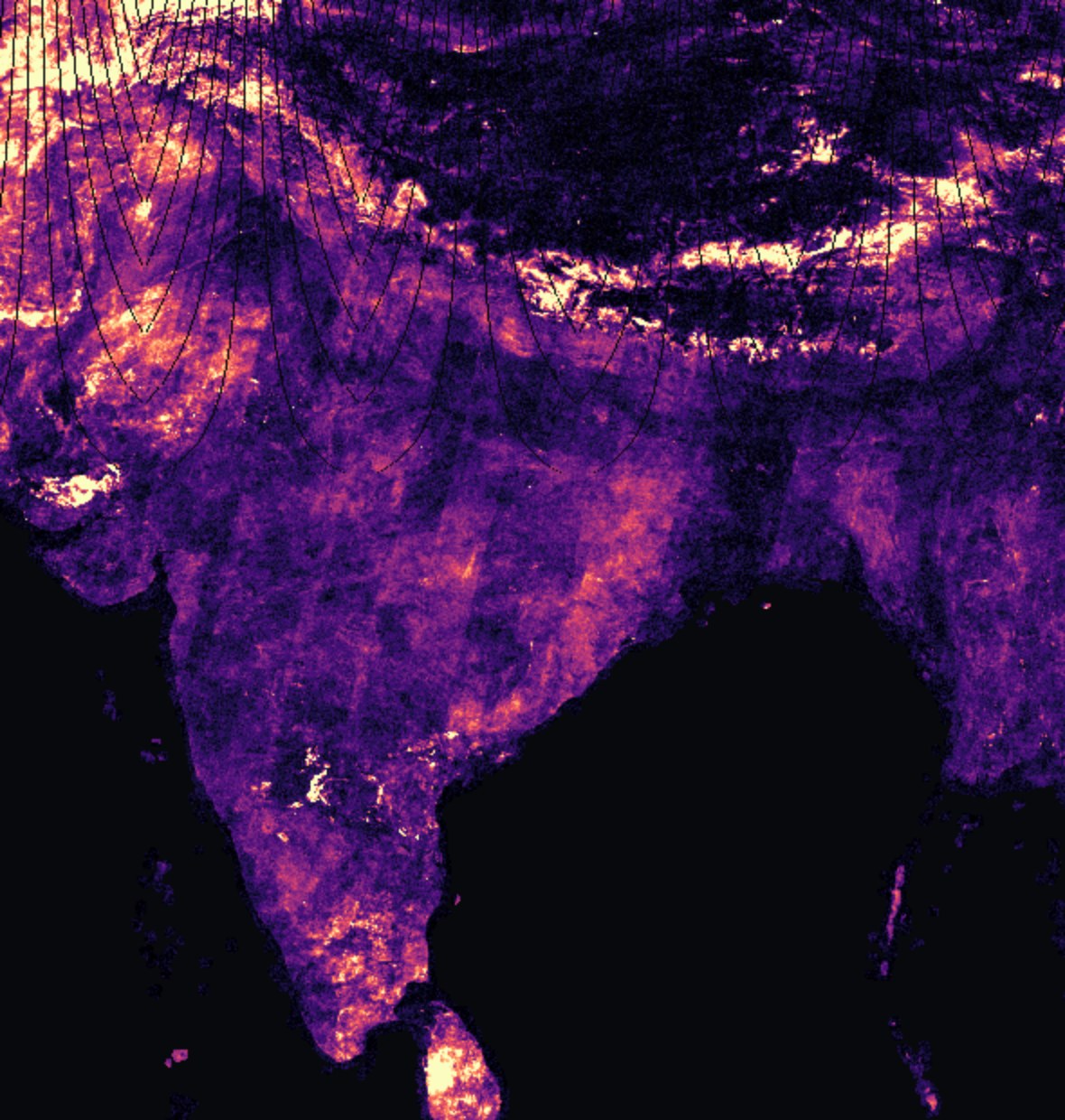 India rendered as 318,706 cells, coloured by how much each changed